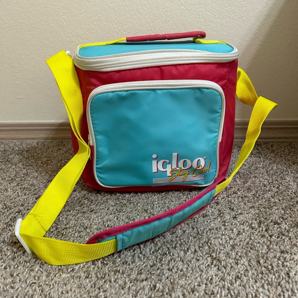 Igloo Retro Square Lunch Bag Color-block Y2K Spring Summer Travel Cooler Beach